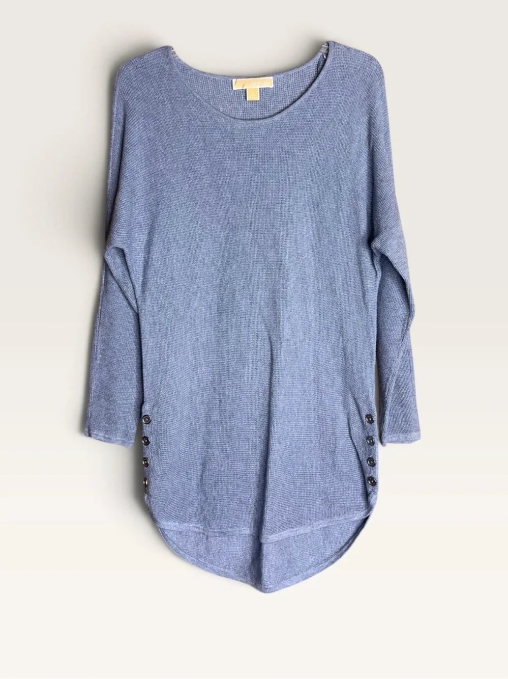 MICHAEL Michael Kors M Blue Button Side High Low Tunic Sweater